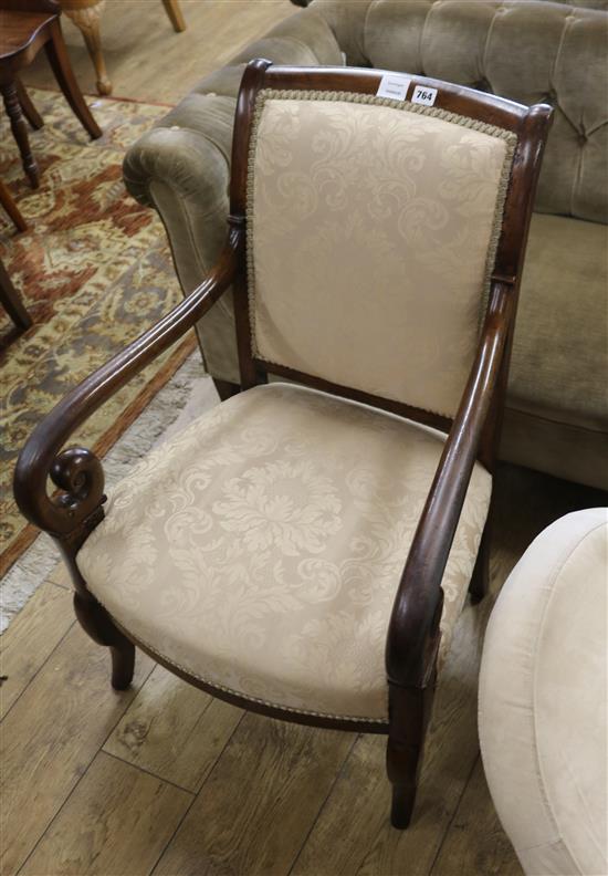 A French Empire mahogany fauteuil